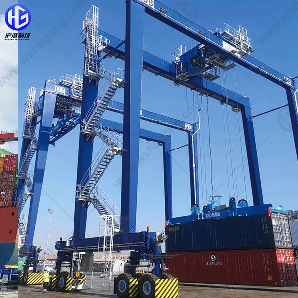 Rwber Trydan Crane Gantri Wedi blino